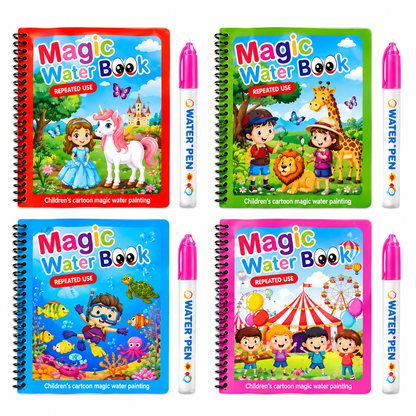 Magic Water Book for Kids Reusable Water Colouring Book(Set of 4)