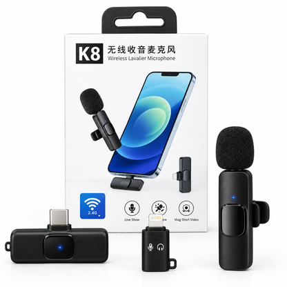 Wireless Lavalier Microphone Kit | Plug and Play Clip-On Mic with Type-C and Lightning Connectors | For Vlogging, Reels, Interviews and Live Streaming