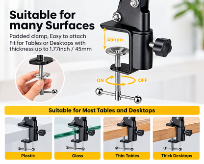Flexible Phone Arm Stand | Desk Clamp Mobile Holder | Overhead Phone Mount for Recording, Drawing, Cooking, Online Classes & Live Streaming