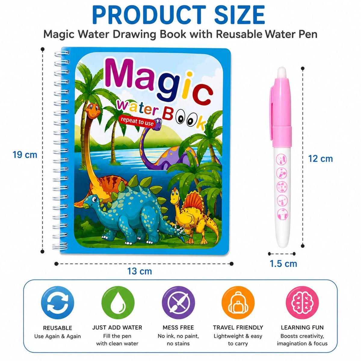 Magic Water Book for Kids Reusable Water Colouring Book(Set of 4)