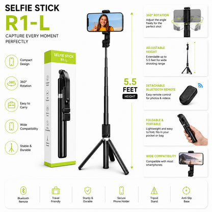 Selfie Stick R1-L (Bluetooth Selfie Stick + Tripod)